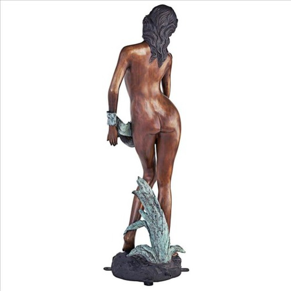 Rear View Dione the Divine Water Goddess Piped Cast Bronze Garden Statue